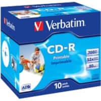 Verbatim Printable CD-R 52x 700 MB - 80 min Jewelcase 10 Stuks