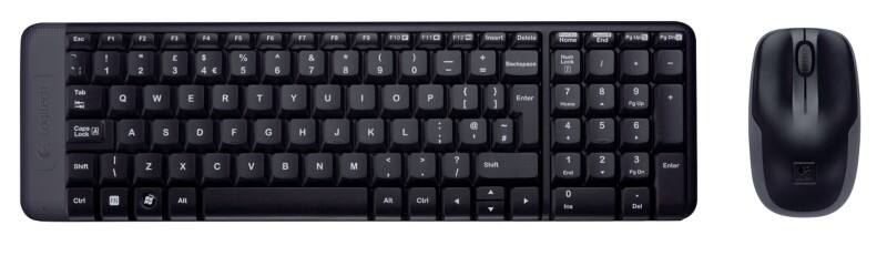 Logitech Toetsenbord en muis Draadloos QWERTY (US) International Zwart MK220
