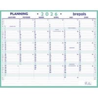 Planning annuel Brepols Maxi Planning FR 2025 6 Mois par page Français 33 (L) x 0,3 (P) x 42 (H) cm Blanc