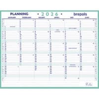 Calendrier mural Brepols Maxi Planning NL 2025 6 Mois par page Carton Blanc Néerlandais