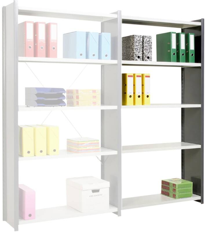 ARNO SPACE Epsilon voor kantoor Vervolgelement 5 Planken Gelakt staal 1.000 x 300 x 2.000 mm Grijs