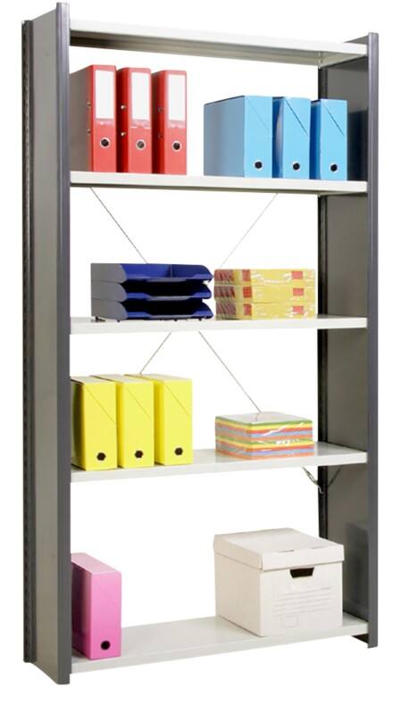 ARNO SPACE Epsilon voor kantoor Basiselement 5 Planken Gelakt staal 1.000 x 300 x 2.000 mm Lichtgrijs