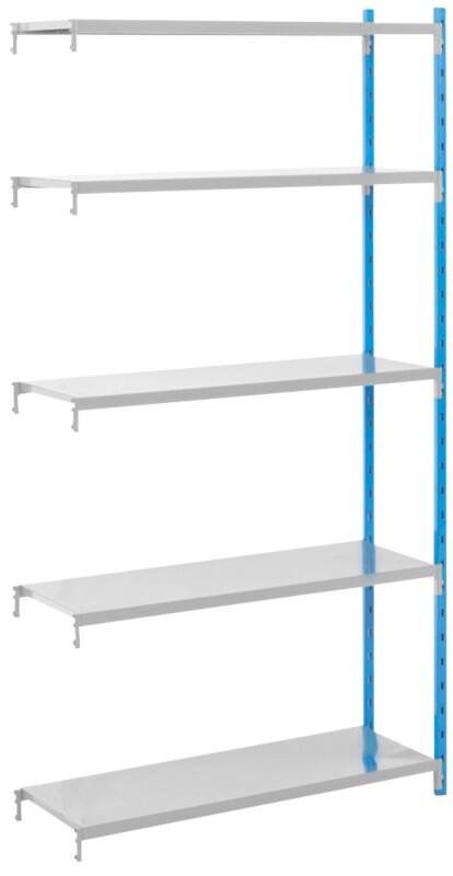 ARNO SPACE Werkplaats Vervolgelement 5 Planken Gelakt staal 1.000 x 600 x 2.000 mm Blauw, lichtgrijs