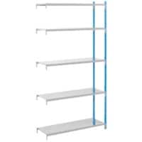 ARNO SPACE Werkplaats Vervolgelement 5 Planken Gelakt staal 1.000 x 500 x 2.000 mm Blauw, lichtgrijs