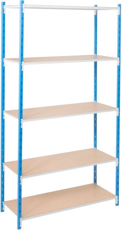 ARNO SPACE Werkplaats Basiselement 5 Planken Staal 1.000 x 600 x 2.000 mm Blauw, lichtgrijs