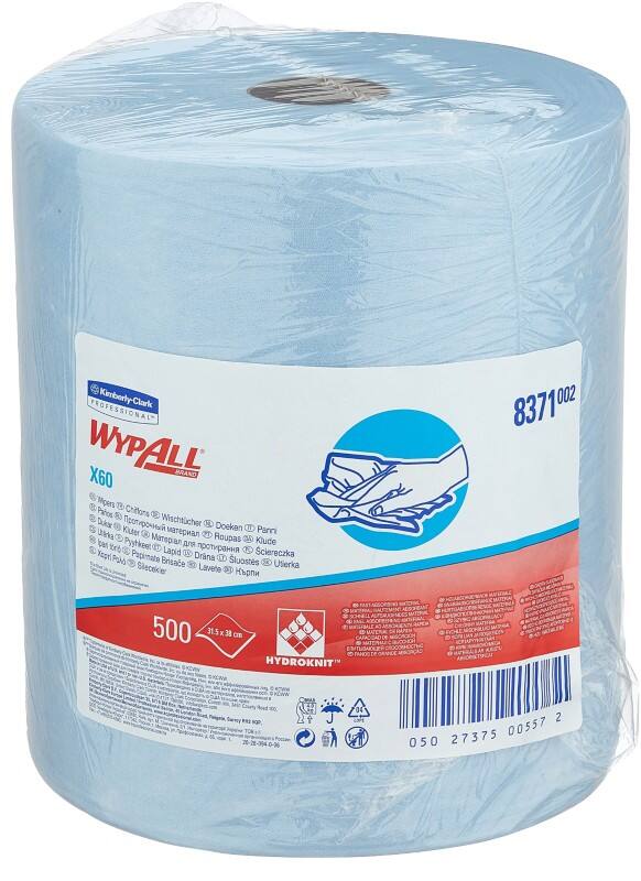 WYPALL X60 Schoonmaakdoek Rol Blauw 1-laags 8371 500 Vellen