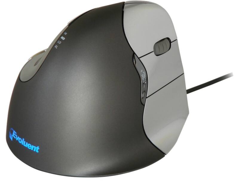Souris ergonomique verticale filaire BakkerElkhuizen Evoluent4 Capteur optique Pour droitiers Câble 2,15 m USB-A Noir, gris