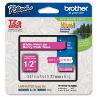 Ruban d'étiquettes Brother TZe-MQP35 12 mm x 8 m Blanc sur Rose