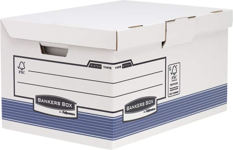 Boîte à archives Bankers Box Carton System Blanc, bleu 39 x 56 x 29,3 cm 10 Unités