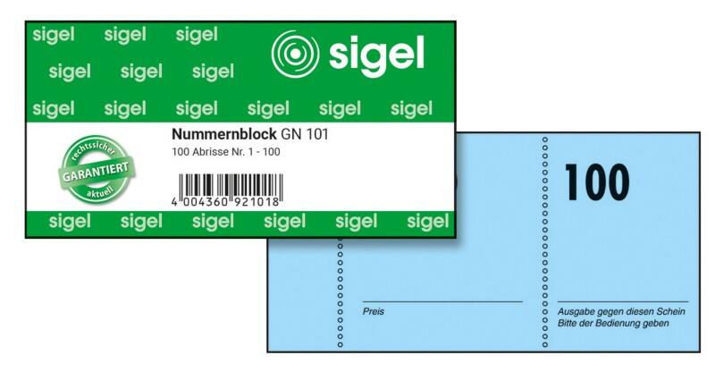 Ticket de vestiaire Sigel GN101 Assortiment 10,5 x 5 cm 100 Feuilles