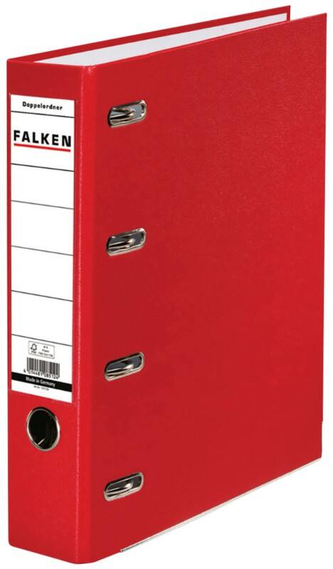 Falken Breed Dubbele ordner A4 70 mm Rood 4 Ringen S70 Karton, PP (Polypropeen) Liggend