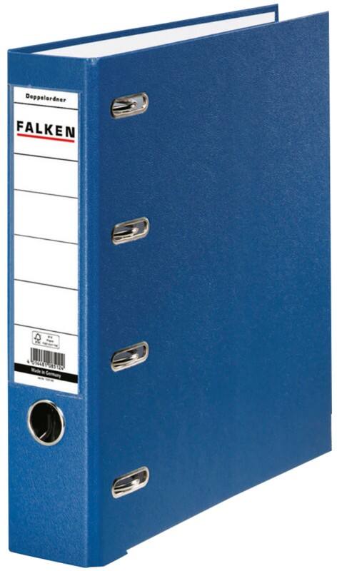 Falken Breed Dubbele Classeur A4 70 mm Blauw 4 Ringen S70 Karton, PP (Polypropeen) Liggend