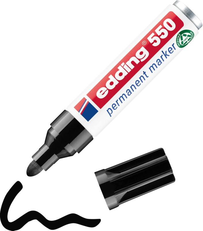 edding 550 Permanentmarker 100% Gerecycled Breed Ronde punt 3 - 4 mm Zwart Navulbaar Waterbestendig