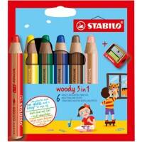 STABILO Woody 3 in 1 Kleurpotloden Kleurenassortiment Woody 3 in 1 6 Stuks