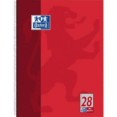 Bloc-notes OXFORD A4+ Quadrillé Reliure en spirale Carte laminée Rouge Perforé 160 Pages