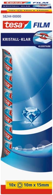Ruban adhésif tesa tesafilm Crystal Clear 58244 Transparent 15 mm (L) x 10 m (L) PP (Polypropylène)  10 Rouleaux