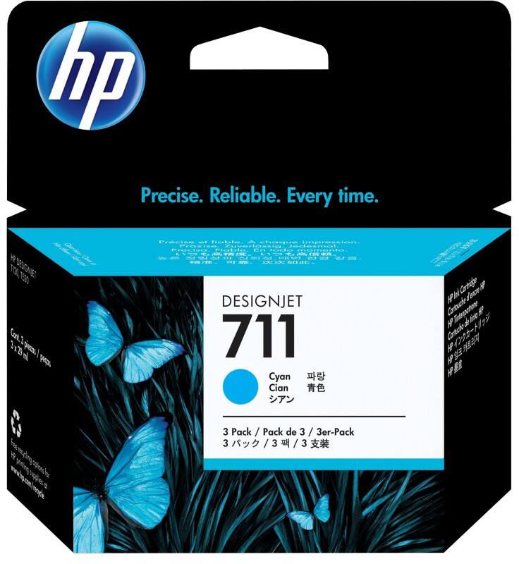 Cartouche jet d’encre HP 711 D'origine CZ134A Cyan Multipack 3 Unités