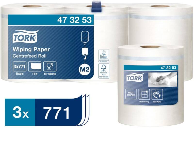 Tork Poetspapier M2 Reflex 1-laags 3 Rollen à 771 Vellen