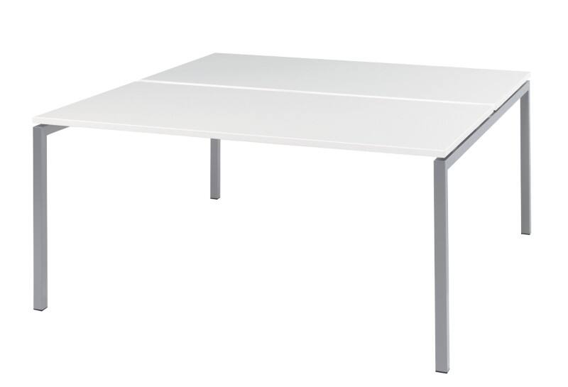 Table Bisley Quattro desk basic Aluminiuml/Blanc 160 x 164 x 74 cm