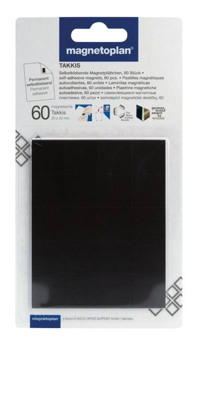 Autocollants magnetoplan Takkis Magnétique 2 x 2 cm Noir 15502 1 Feuille de 60 Unités