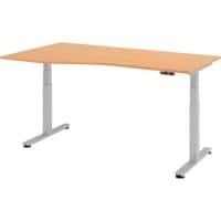 Bureau assis-debout Hacmerbacher Ergonomic Aktiv XDSM 19/6/S Imitation hêtre 180 x 80 x 63,5 cm