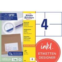 Étiquettes universelles Ultragrip AVERY Zweckform 6133 Adhésif A5 Blanc 105 x 74 mm 200 Feuilles de 4 Étiquettes