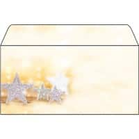 Sigel Glitter Stars Envelop C5/6 Glanzend 90 g/m² 11 x 22 cm Beige, zilver 50 Stuks