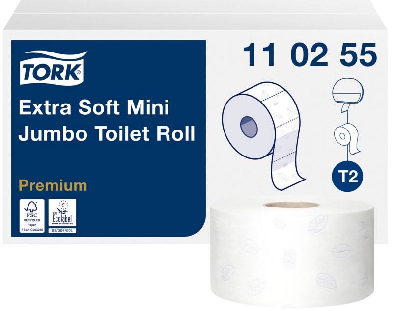 Tork Mini Jumbo Toiletpapier T2 3-laags 110255 12 Rollen à 600 Vellen