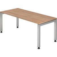 Hammerbacher J series Bureau In hoogte verstelbaar Rechthoekig Hout Walnoot, zilver 4 poten 1.800 x 680 mm