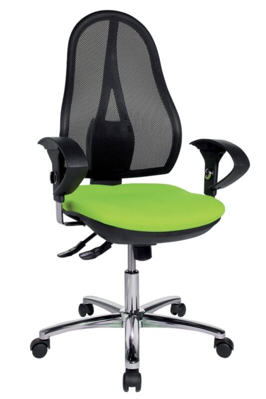 Siège de bureau Open Point SY Deluxe TOPSTAR Mécanisme synchrone Filet<multisep/>Tissu Accoudoirs 2D Noir, vert 110 kg