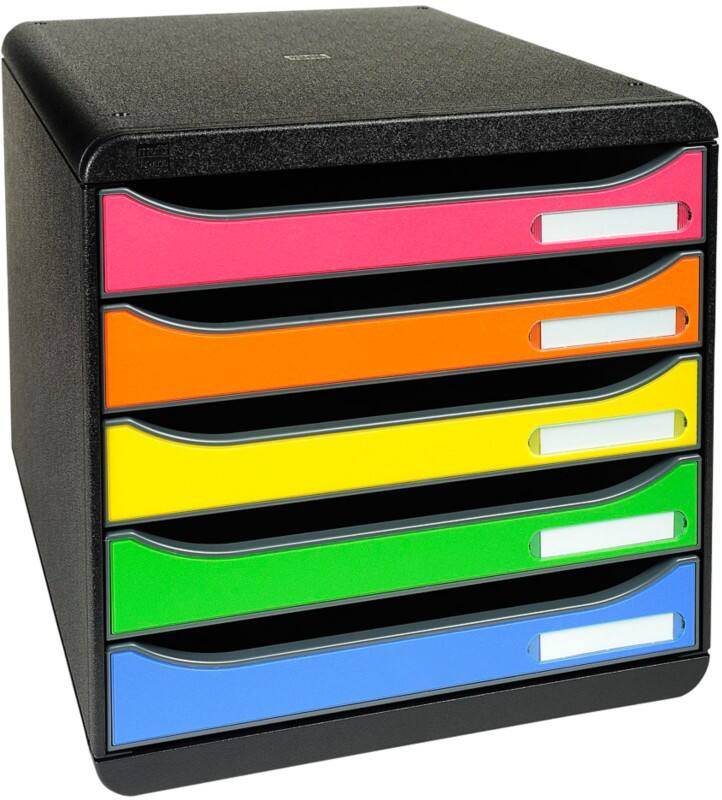 Exacompta Big Box Plus Classic Ladekastje PS (Polystyreen) Multikleur 5 Lades 27,8 x 34,7 x 27,1 cm