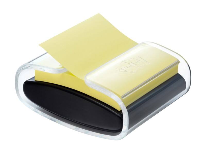 Post-it Super Sticky Z-Notes Pro Dispenser Zwart met één blok 76 x 76 mm Kanariegeel 90 Vellen