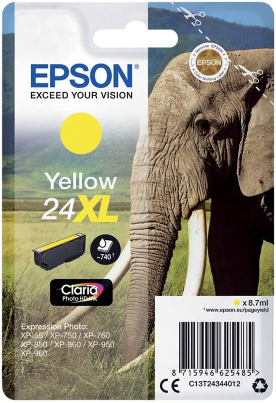 Cartouche jet d'encre Epson 24XL D'origine C13T24344012 Jaune