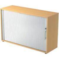 Armoire à portes rideaux Hammerbacher Matrix Argenté, brun hêtre 1200 x 400 x 748 mm