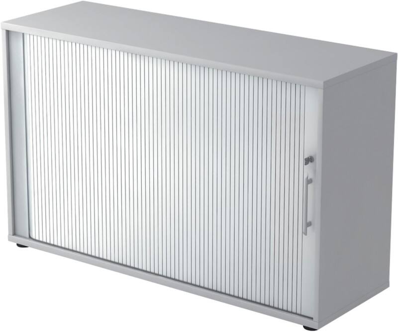 Armoire à portes rideaux Hammerbacher Aggloméré recouvert de résine de mélamine 1 Étagère Verrouillable 1200 x 400 x 748 mm Argenté, gris