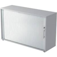 Hammerbacher Roldeurkast Gemelamineerde spaanplaat 1 Plank Afsluitbaar 1.200 x 400 x 748 mm Grijs, zilver