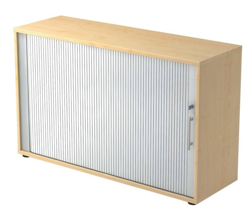 Hammerbacher Matrix Roldeurkast Gemelamineerde spaanplaat 1 Plank Afsluitbaar 1.200 x 400 x 748 mm Bruin, zilver