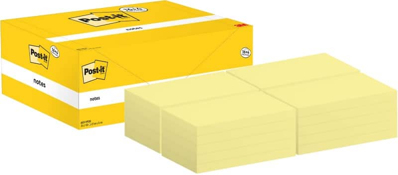 Post-it Notes 127 x 76 mm Canary Yellow Geel 100 Vellen Voordeelpak 16 + 4 GRATIS