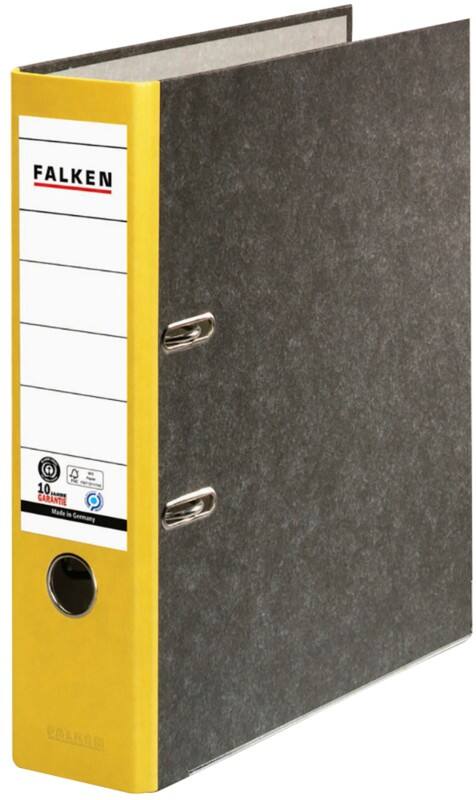 Falken Breed Classeur A4 80 mm Geel 2 Ringen 80024813 Karton Wolkenmarmer