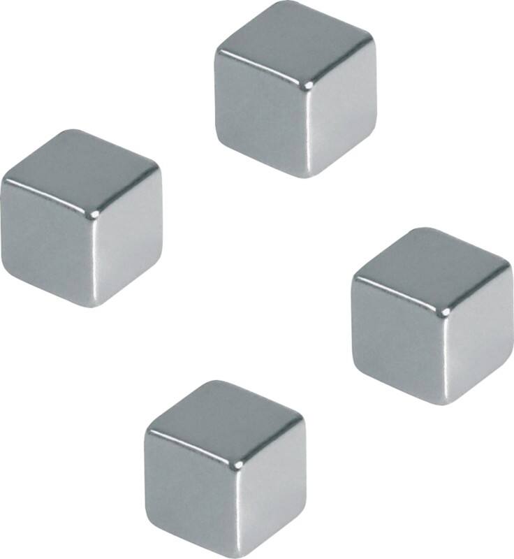 Aimants Franken Neodymium Carré Argenté 3 kg Capacité de charge 10 mm 4 Unités