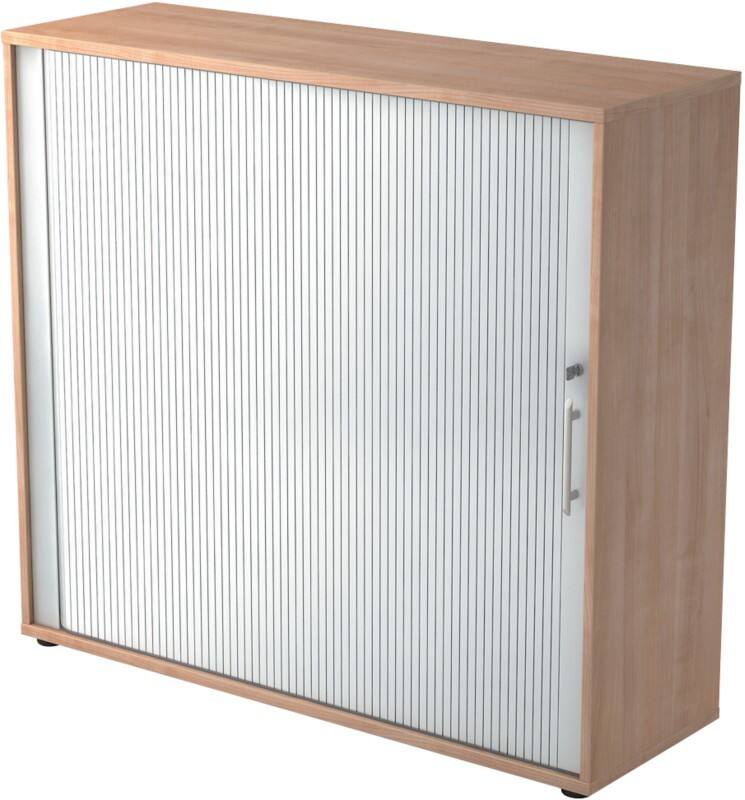 Hammerbacher Matrix Roldeurkast Gemelamineerde spaanplaat 2 Planken Afsluitbaar 1.200 x 400 x 1.100 mm Bruin, zilver