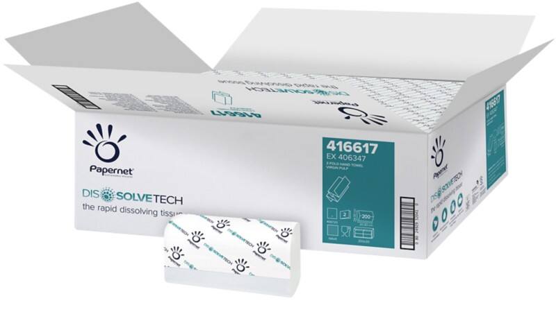 Papernet Dissolve Tech Papieren handdoeken Z-vouw Wit 2-laags 416617 20 Stuks à 200 Vellen