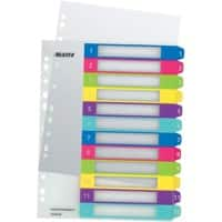 Intercalaires imprimables Leitz WOW 1244 A4 Maxi multicolore 12 onglets 11 trous polypropylène 1 à 12