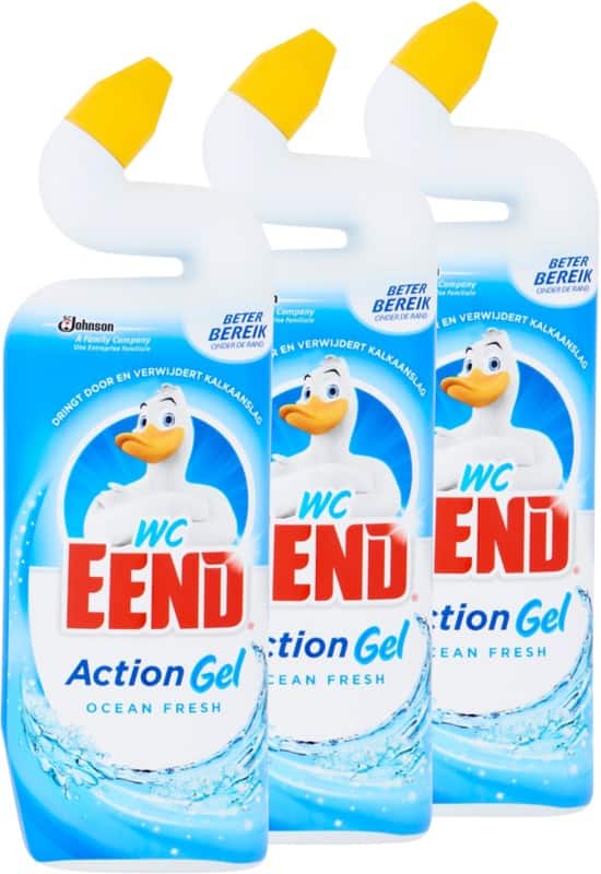 WC-Eend Action Gel Toiletreiniger Ocean Fresh 3 Stuks à 750 ml