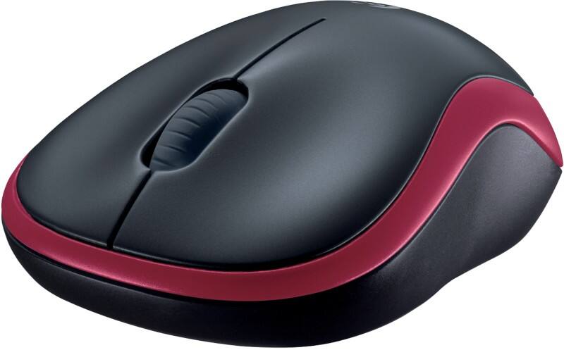 Souris Logitech M185 Sans fil Noir, rouge Adapté pour les gauchers