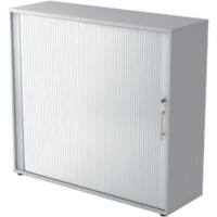 Hammerbacher Roldeurkast Melamine spaanplaat 2 Planken Afsluitbaar 1.200 x 400 x 1.100 mm Grijs, zilver
