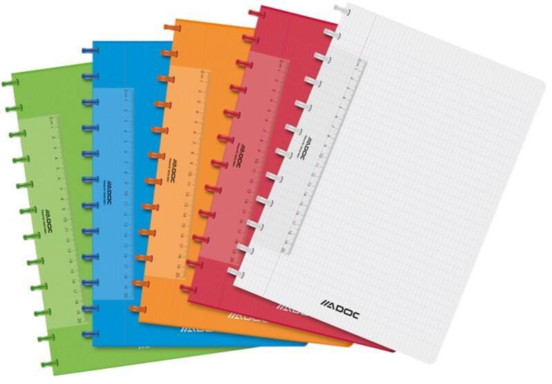 Cahier Adoc Colourlines A4 Quadrillé Reliure en spirale PP Transparent 144 Pages