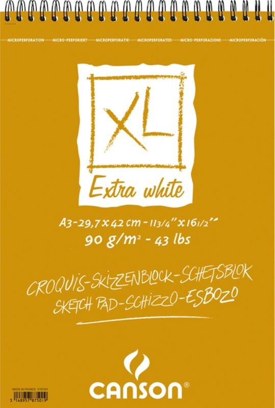 Cahier Canson A3 Page blanche Reliure en spirale Papier Blanc Perforé 240 Pages