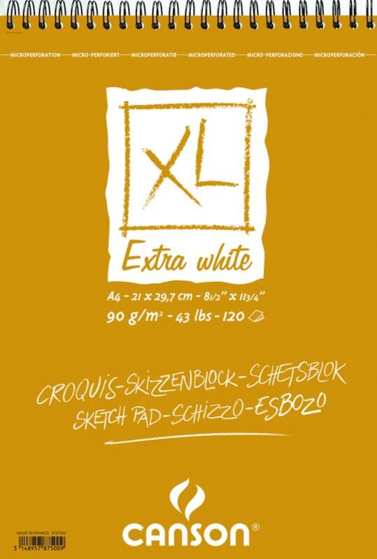 Cahier Canson A4 Page blanche Reliure en spirale Papier Blanc Perforé 240 Pages