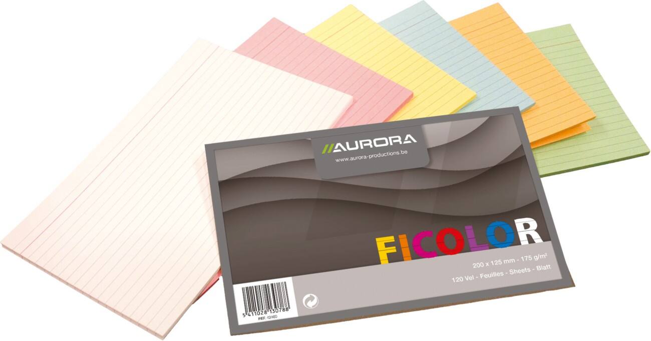 Fiches cartonnées AURORA 42460 Assortiment 20 x 12,5 cm 120 Unités